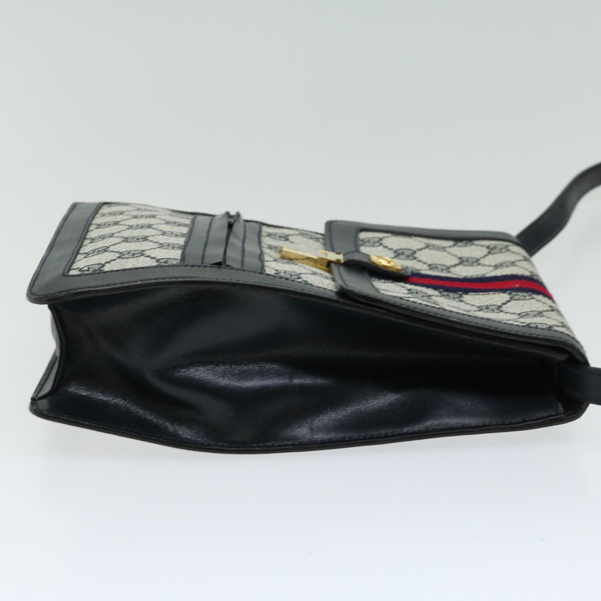 GUCCI GG Supreme Sherry Line Shoulder Bag PVC Red Navy 10640