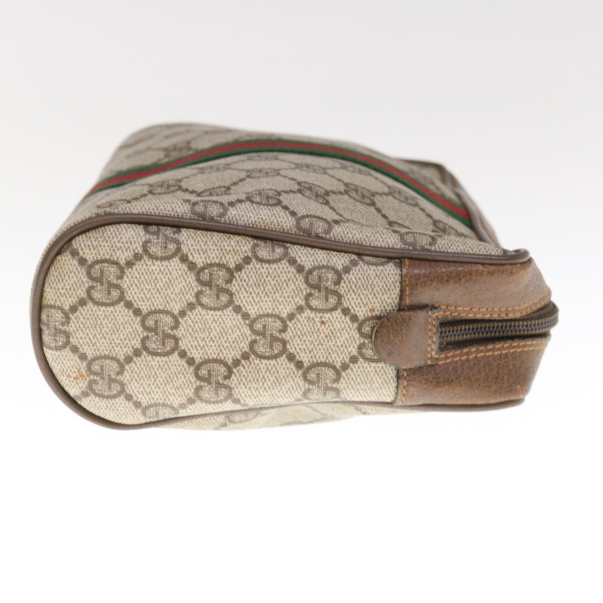 GUCCI GG Canvas Web Sherry Line Clutch Bag PVC Beige Red 89 01 012 10675