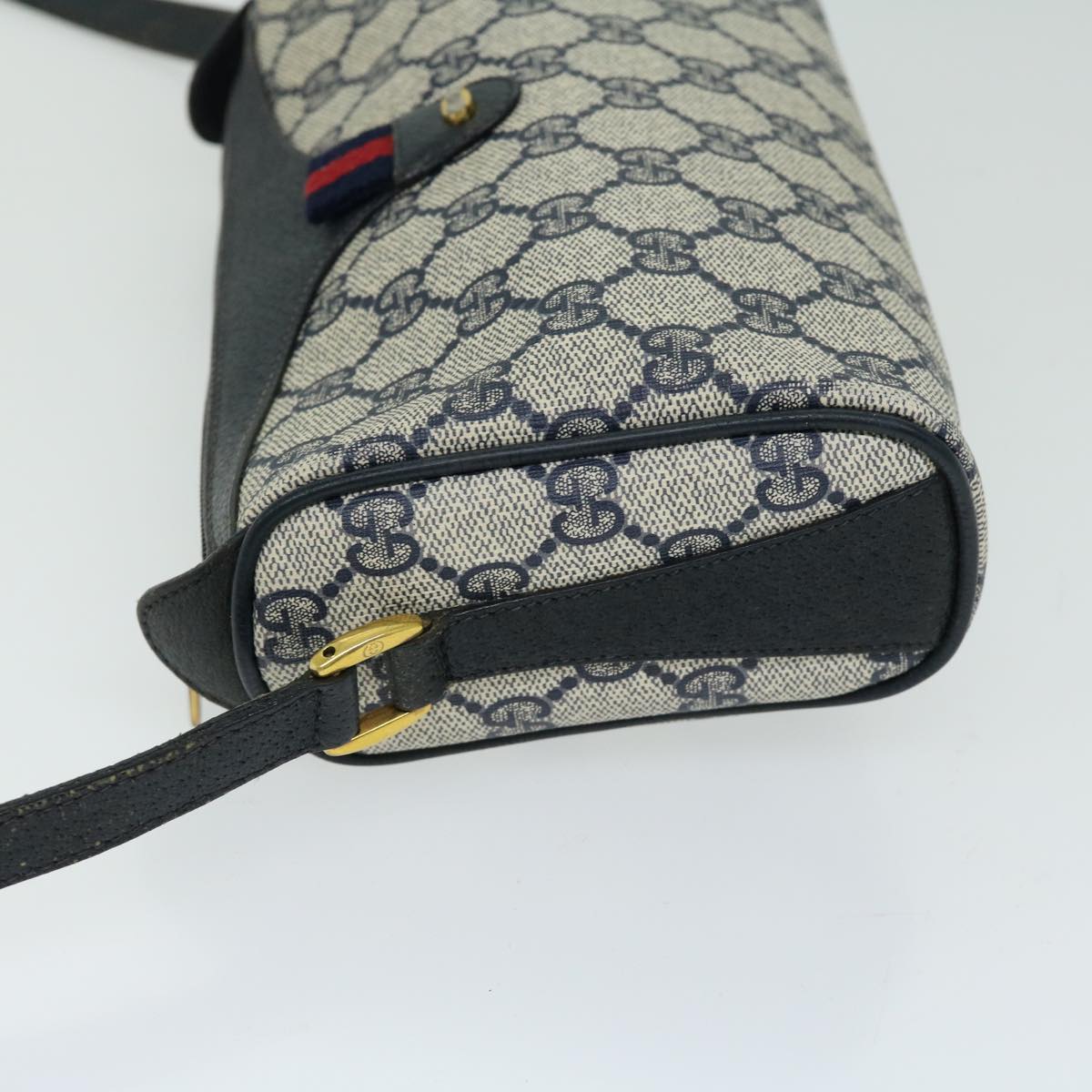 GUCCI GG Supreme Sherry Line Shoulder Bag PVC Red Navy 89 02 018 10686