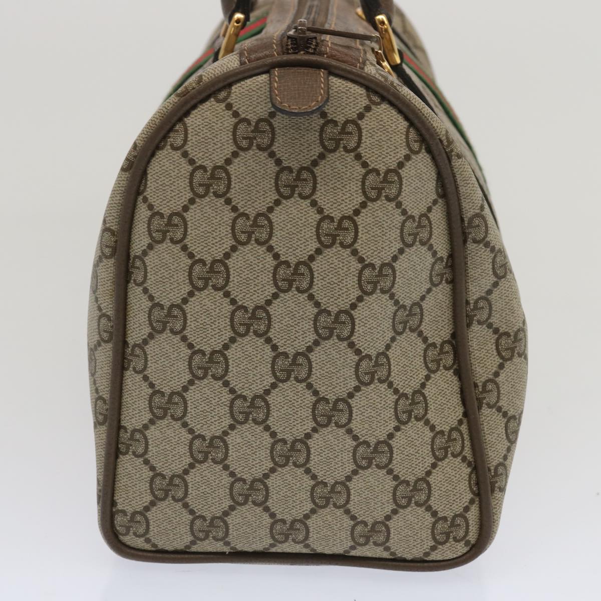 GUCCI GG Supreme Web Sherry Line Boston Bag Beige Red 24 02 007 10839