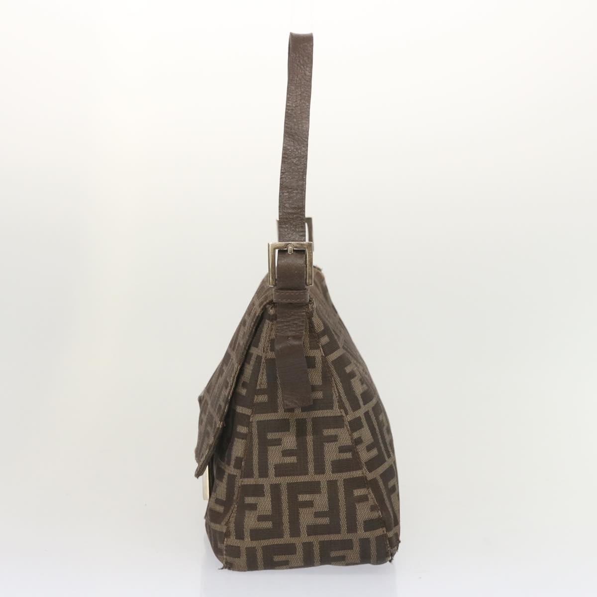 Luxury FendiZucca Canvas Mamma Baguette Shoulder Bag Black Brownyk10917