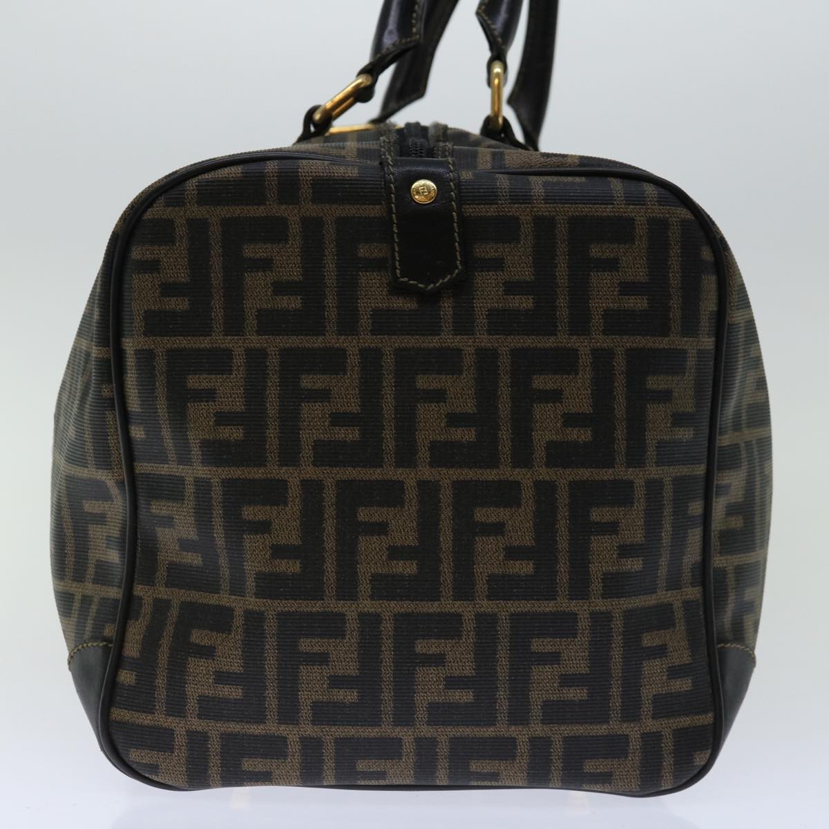 Luxury FendiZucca Canvas Boston Bag Brown Blackyk11110