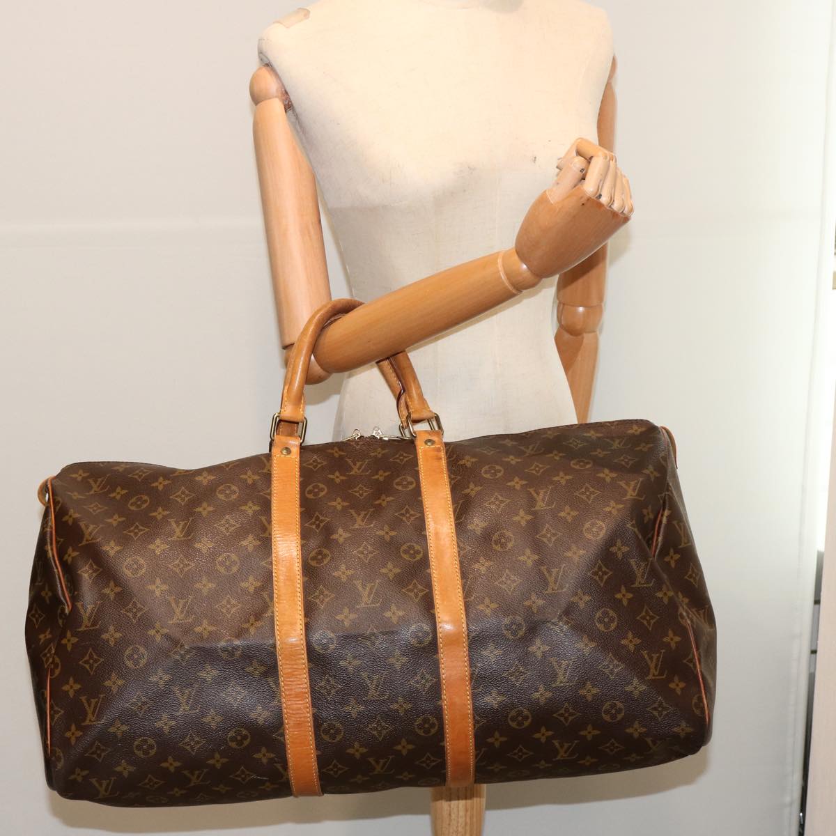 LOUIS VUITTON Monogram Keepall 55 Boston Bag M41424 LV yk11629