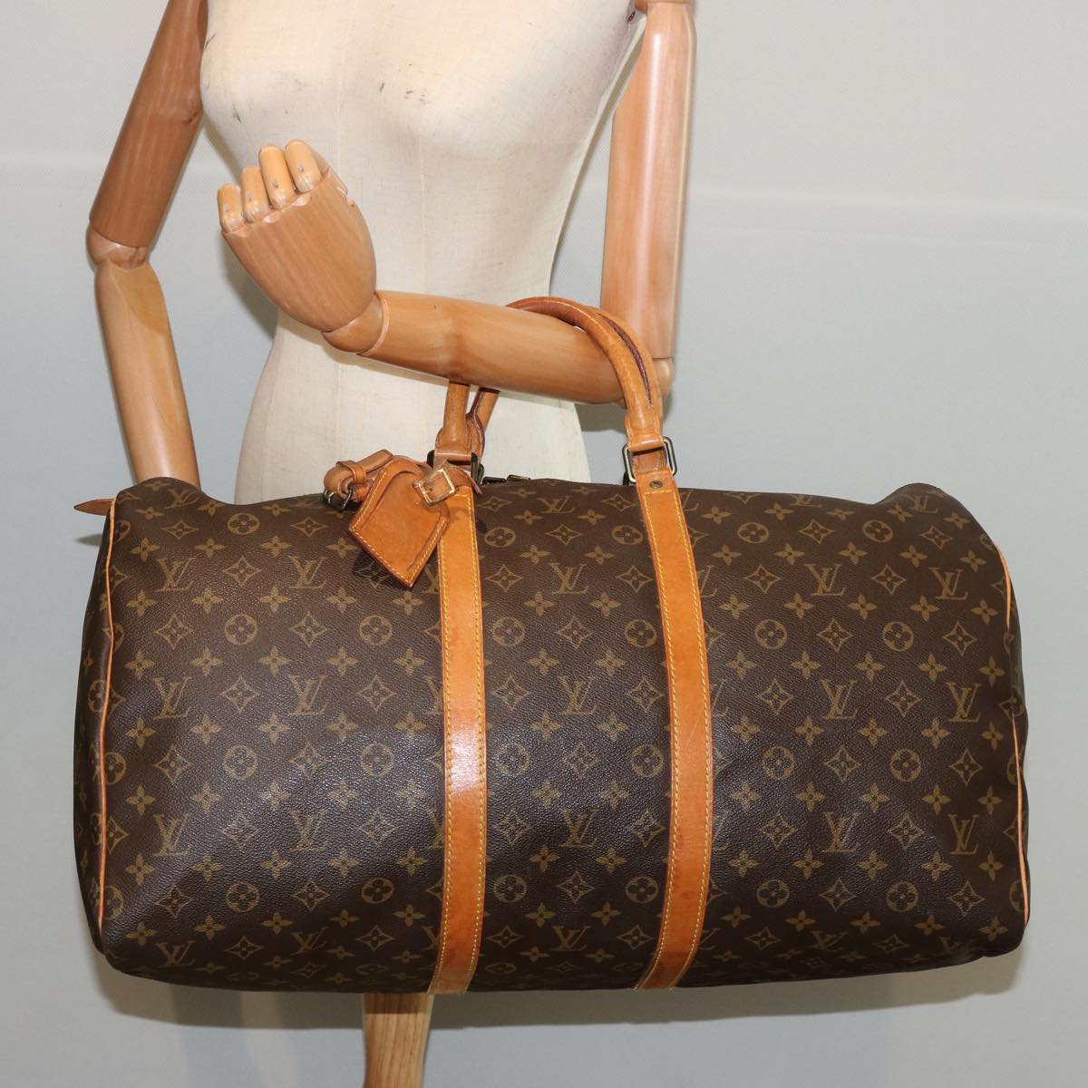 LOUIS VUITTON Monogram Keepall 55 Boston Bag M41424 LV yk12272