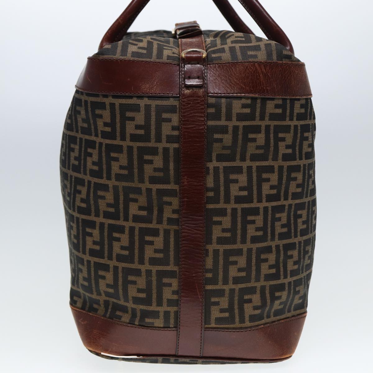 Luxury Fendi Zucca Canvas Boston Bag 2way Brown Blackyk13241