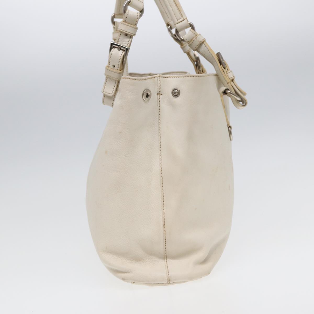 Luxury Prada Tote Bag Leather 2way White yk14111