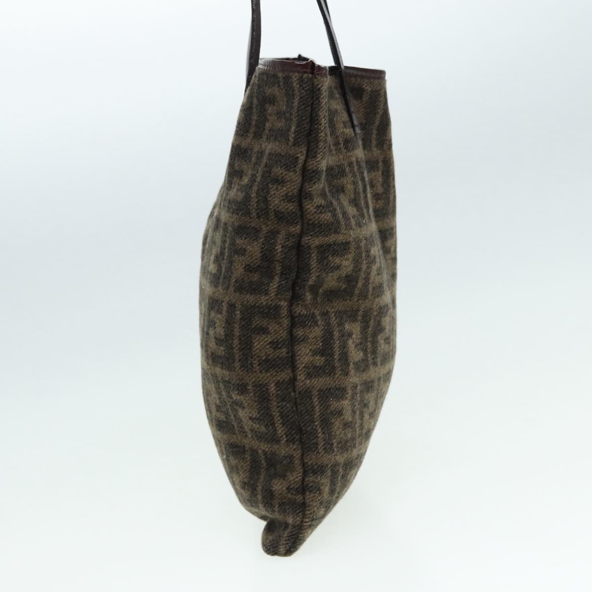Luxury Fendi Zucca Canvas Tote Bag Wool Brown Black Silveryk14162