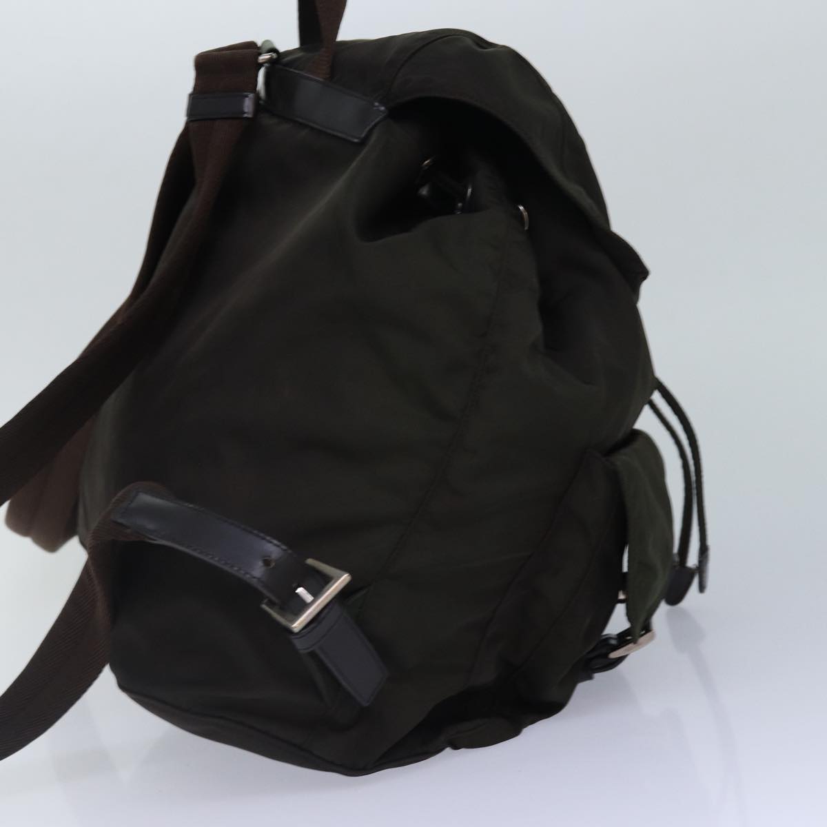 Luxury Prada Backpack Nylon Khaki Brown Silver yk14283