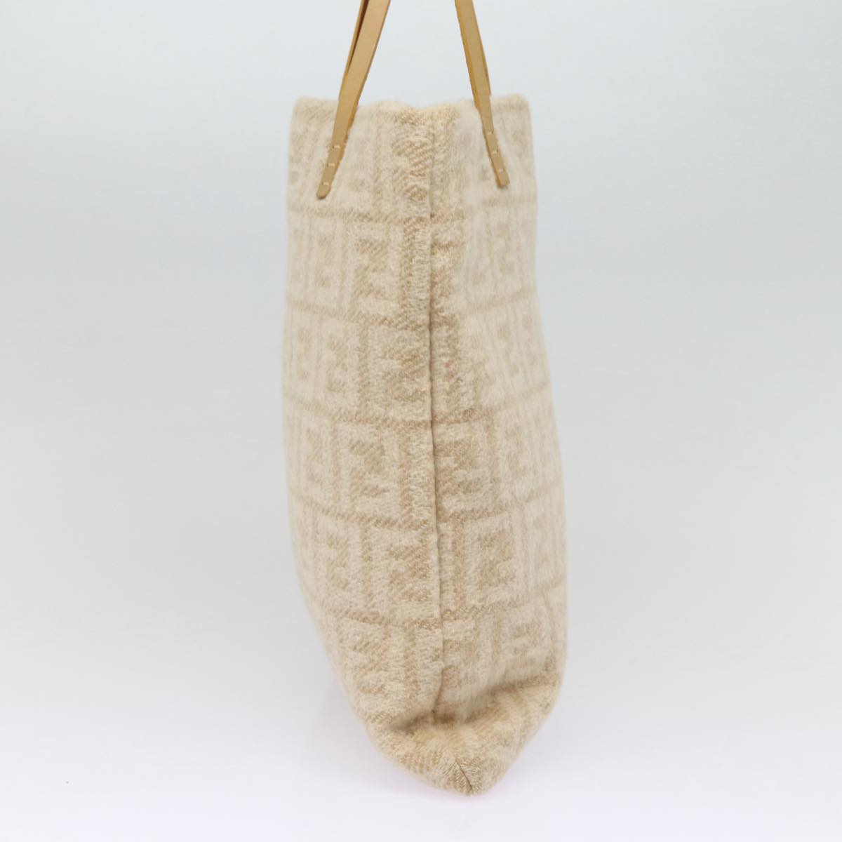 Luxury Fendi Zucca Canvas Tote Bag Wool Beige Silveryk14409