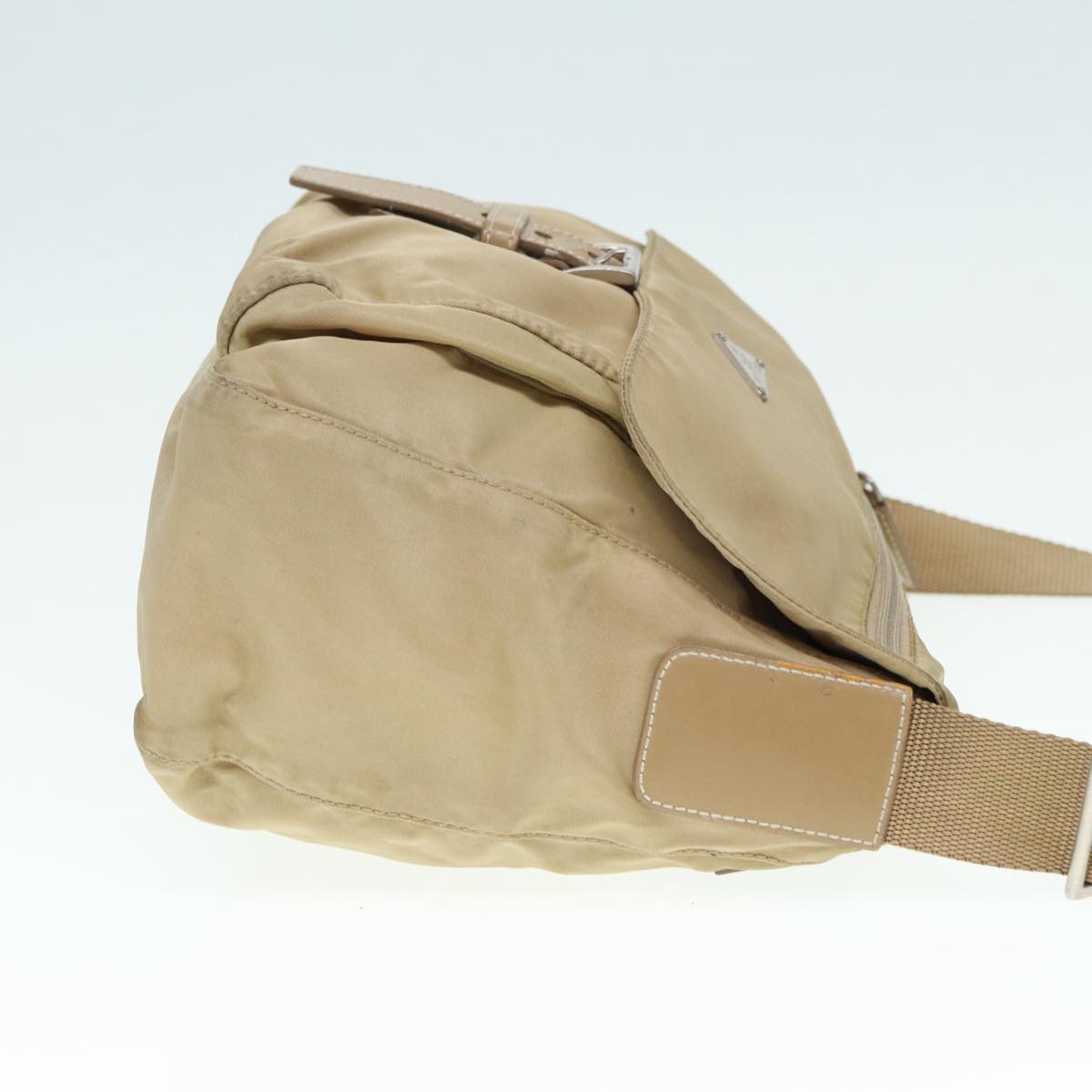 Luxury Prada Shoulder Bag Nylon Beige Silver yk14425