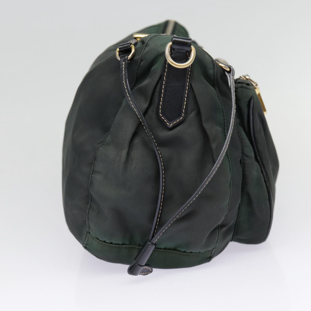 Luxury Prada Shoulder Bag Nylon Khaki Gold yk14470