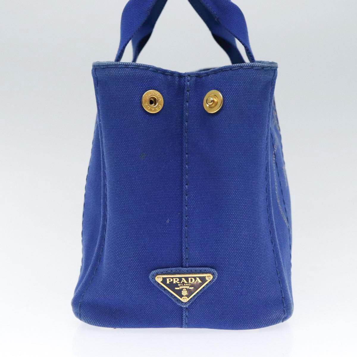 Luxury Prada Canapa PM Hand Bag Canvas Blue Gold yk14509