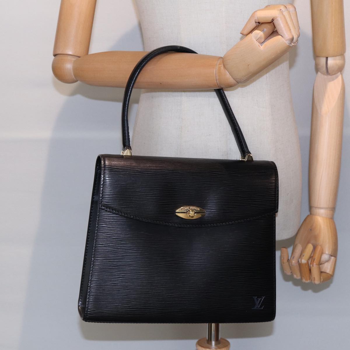 LOUIS VUITTON Epi Malesherbes Hand Bag Black M52372 LV yk14534