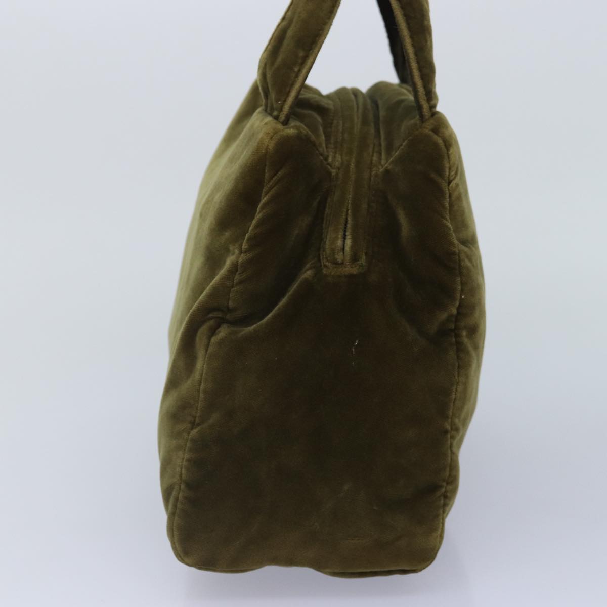 Luxury Prada Hand Bag Velor Khaki Silver yk14537