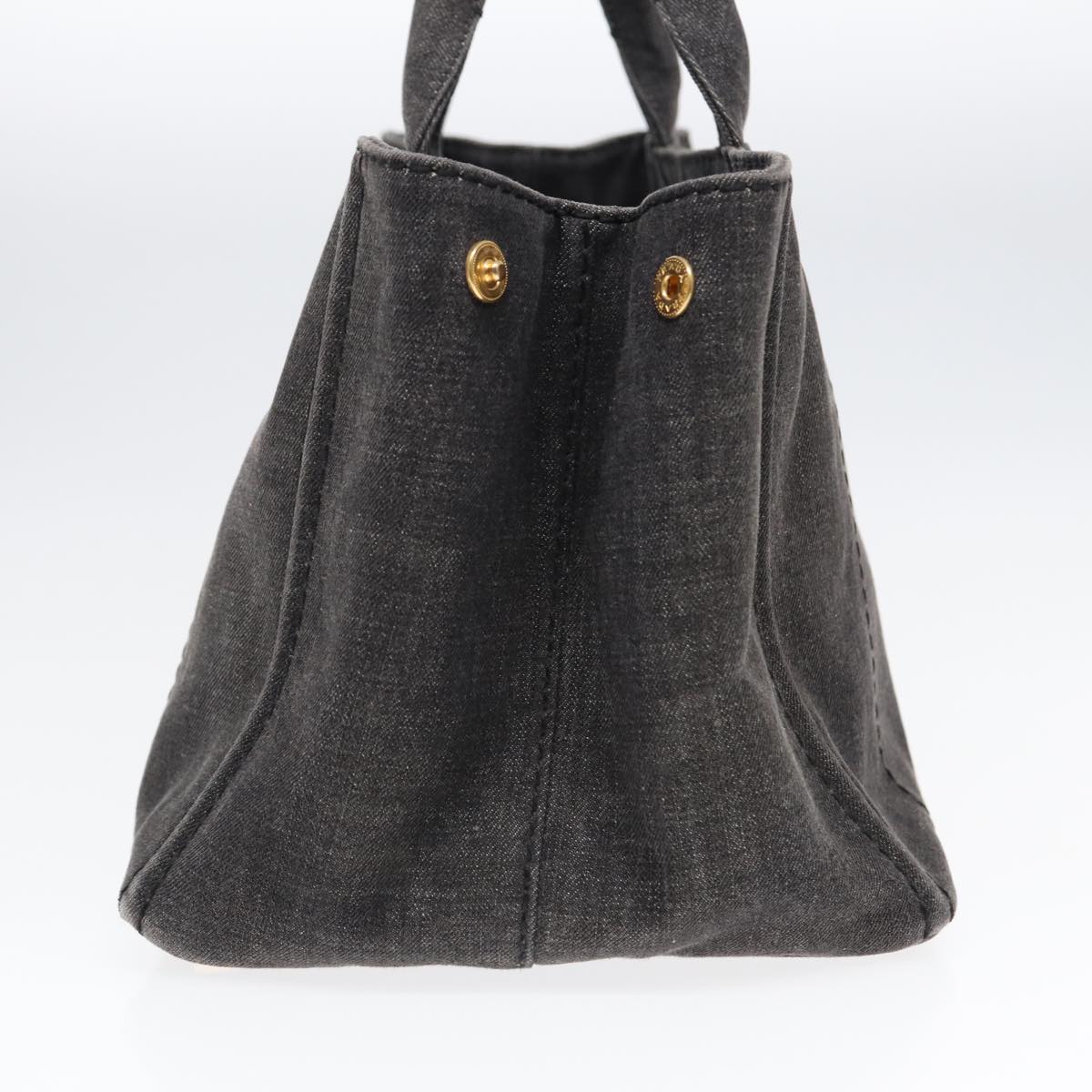 Luxury Prada Canapa MM Hand Bag Denim Gray Gold yk14676