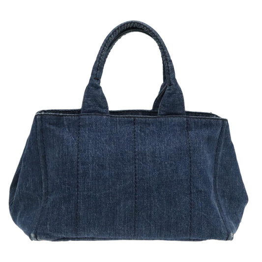 Luxury Prada Canapa MM Hand Bag Denim Blue Gold yk14905