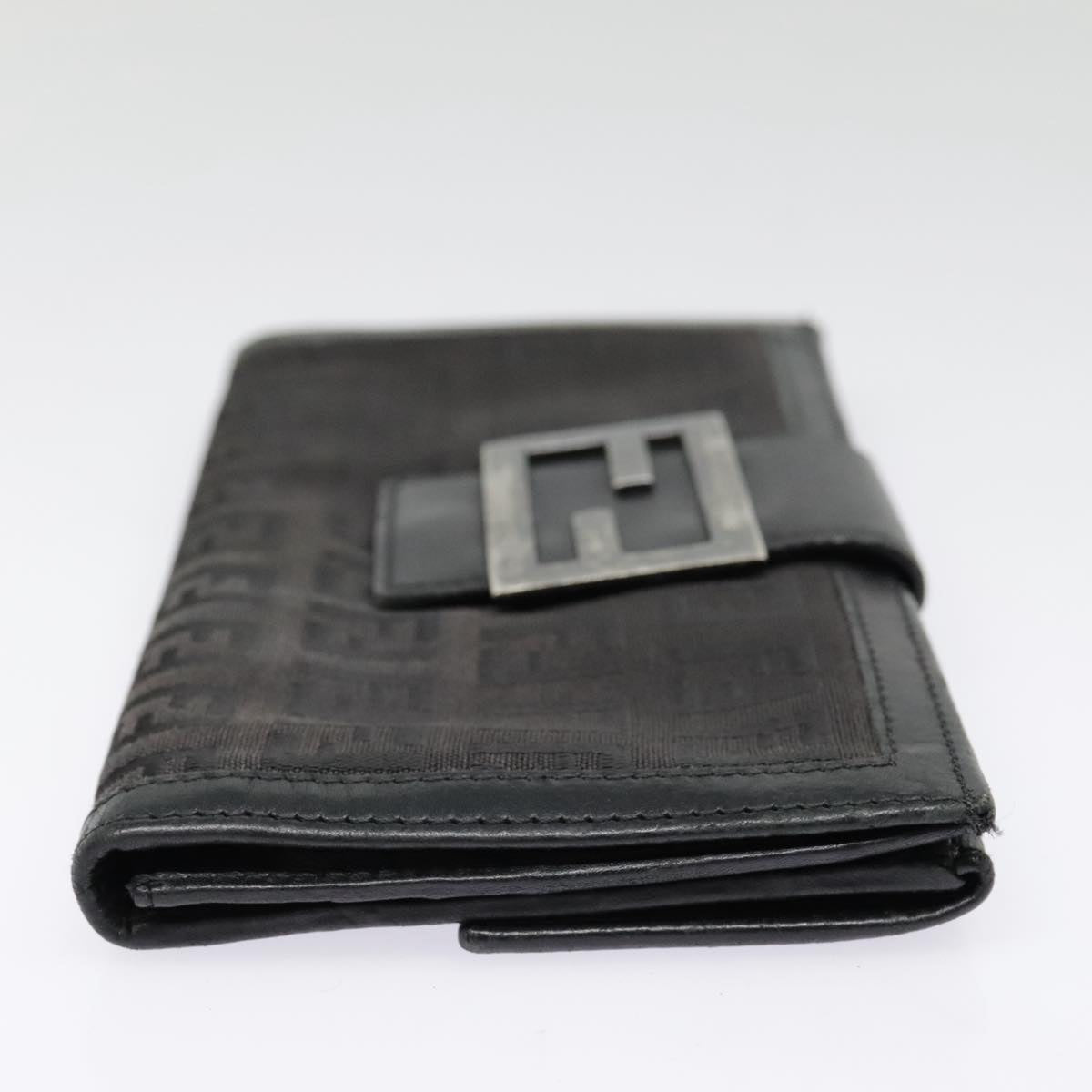 Luxury Fendi Zucchino Canvas Long Wallet Black Silveryk15074