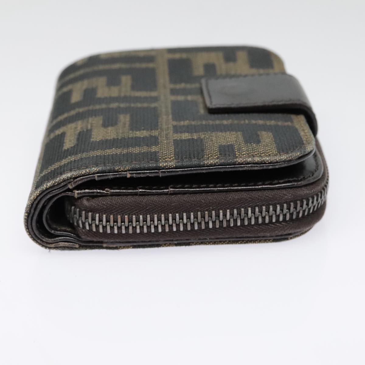 Luxury Fendi Zucca Canvas Compact Wallet Black Brown Silveryk15087