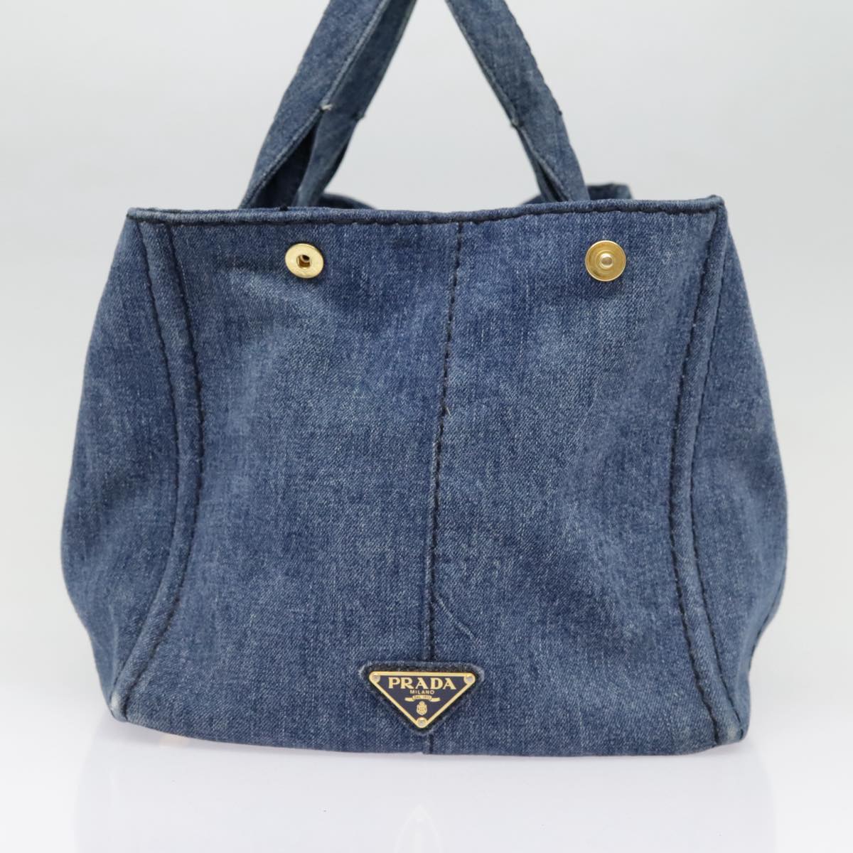 Luxury Prada Canapa GM Hand Bag Denim Blue Gold yk15097