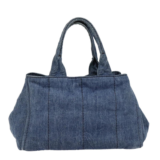 Luxury Prada Canapa MM Hand Bag Denim Blue Gold yk15133