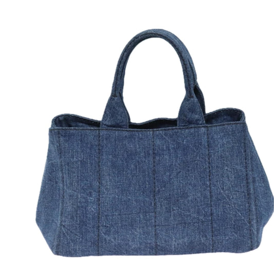 Luxury Prada Canapa MM Hand Bag Denim Blue Gold yk15254