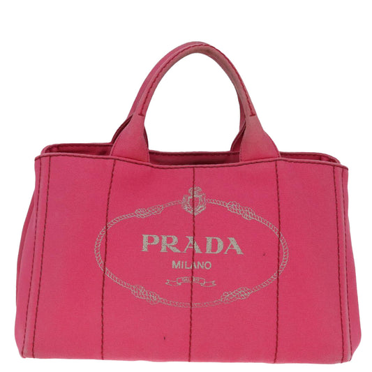 Luxury Prada Canapa MM Hand Bag Canvas Pink Gold yk15280