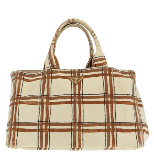 Luxury Prada Canapa GM Hand Bag Canvas Brown Gold yk15469
