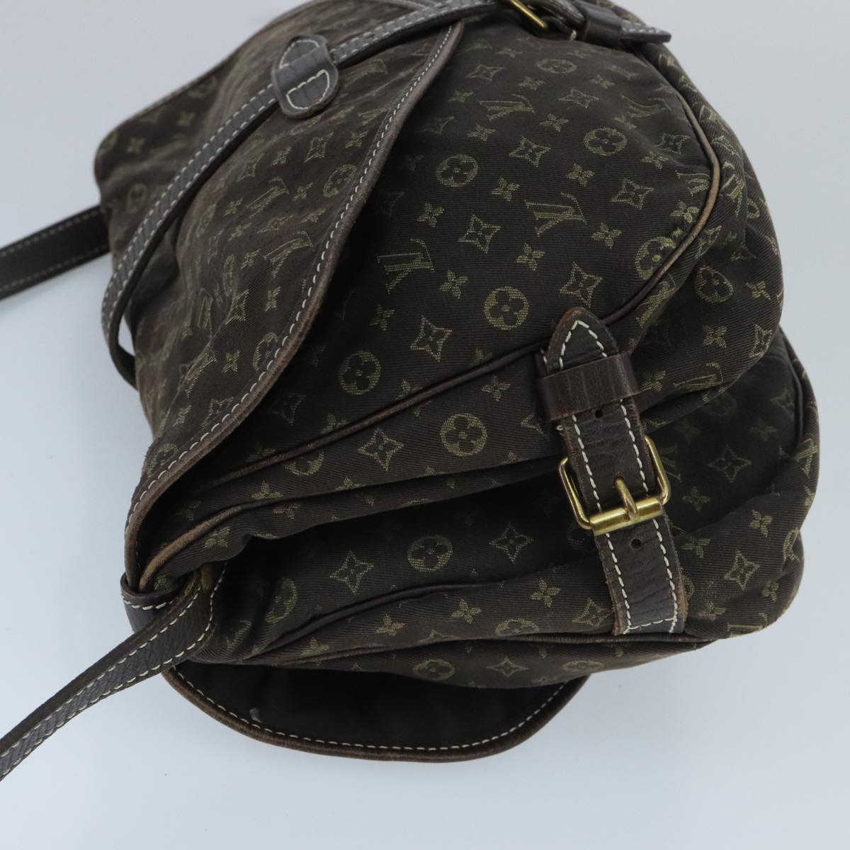 LOUIS VUITTON Monogram Mini Lin Saumur PM Bag Brown Ebene M95227 LV yk15698