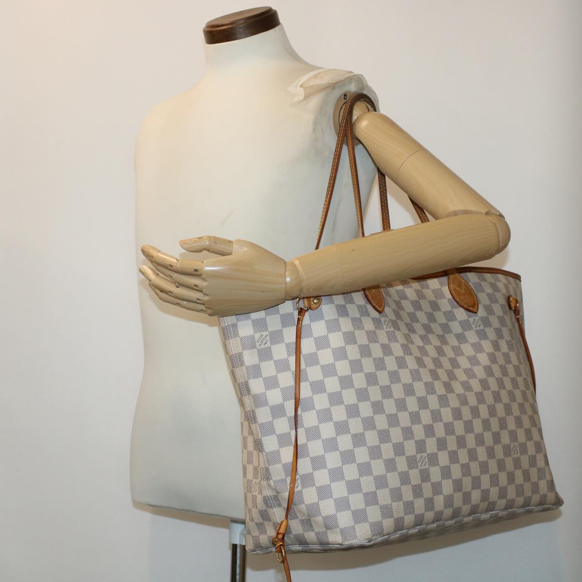 LOUIS VUITTON Damier Azur Neverfull GM Tote Bag N41360 LV yk7322
