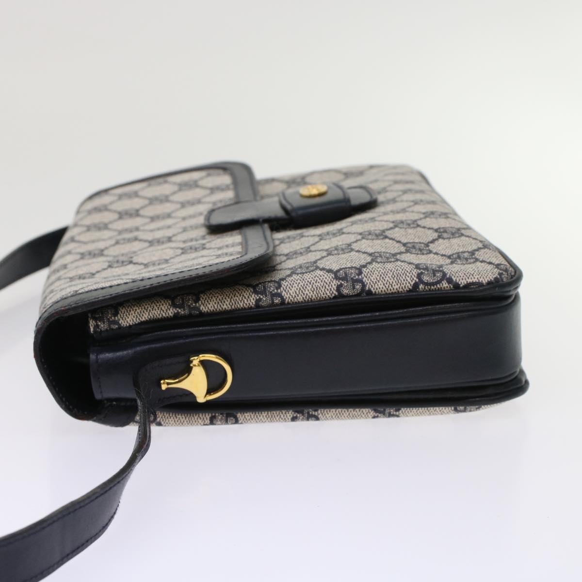 GUCCI GG Canvas Shoulder Bag PVC Leather Navy 7925