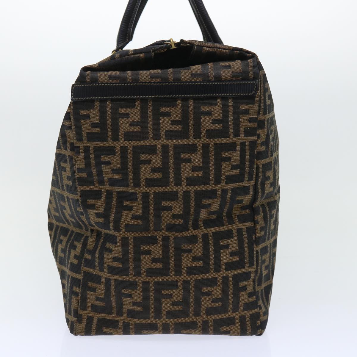 Luxury FendiZucca Canvas Boston Bag Brown Blackyk8493