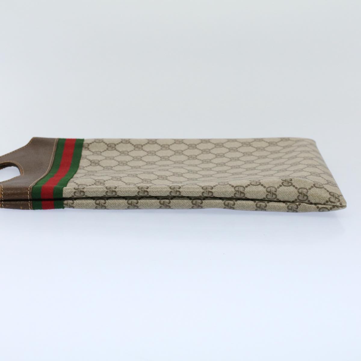 Luxury Gucci GG Canvas Web Sherry Line Hand Bag PVC Leather Beige Red Green 8507