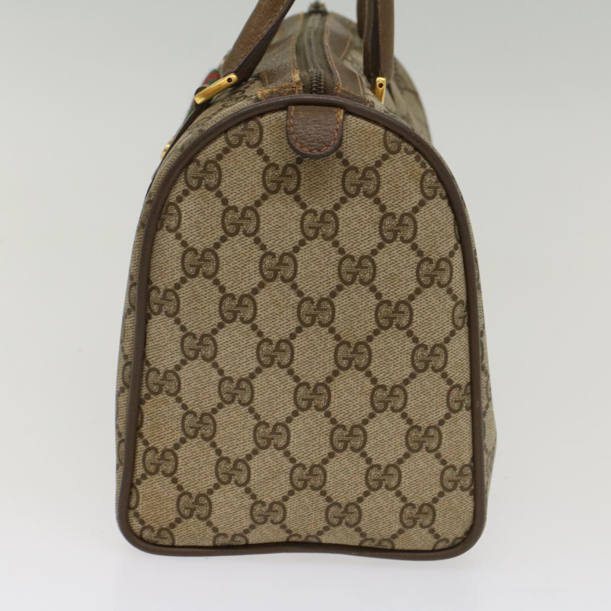 Luxury Gucci GG Canvas Web Sherry Line Boston Bag Beige Red Green 39 02 007 8683