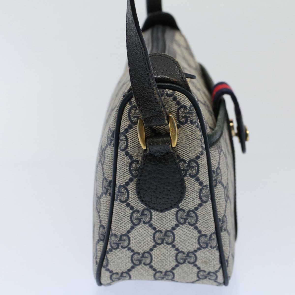 Luxury Gucci GG Canvas Sherry Line Shoulder Bag Gray Red Navy 89 02 032 8710