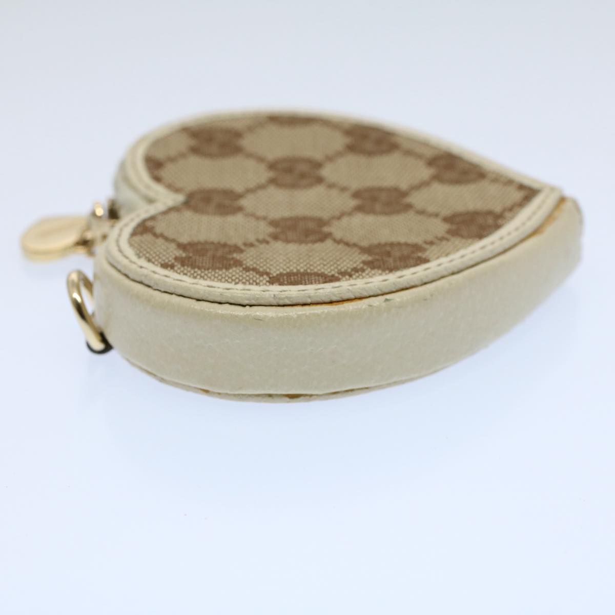 Luxury Gucci GG Canvas Heart Coin Purse Beige 152615 8712