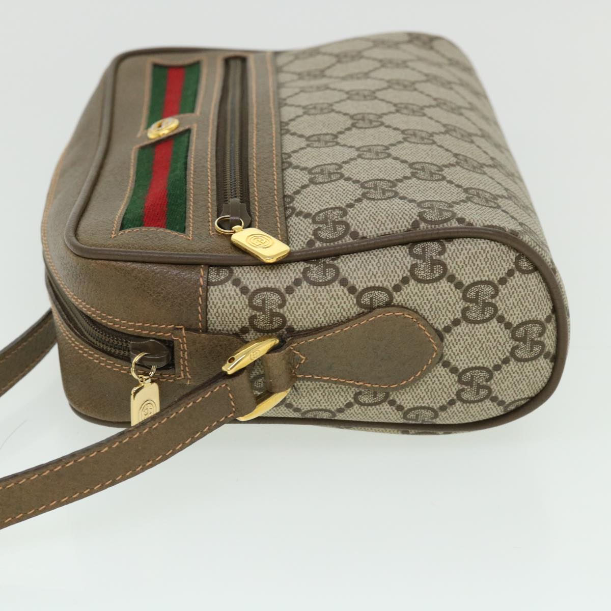 Luxury Gucci GG Canvas Web Sherry Line Shoulder Bag Beige Red 56 02 087 8741