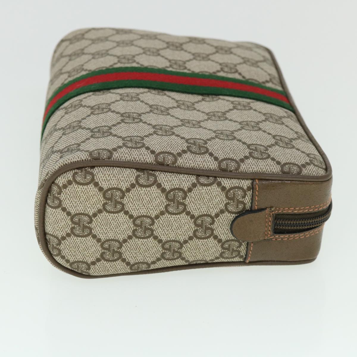 Luxury Gucci GG Canvas Web Sherry Line Clutch Bag Beige Red Green 89 01 012 8753
