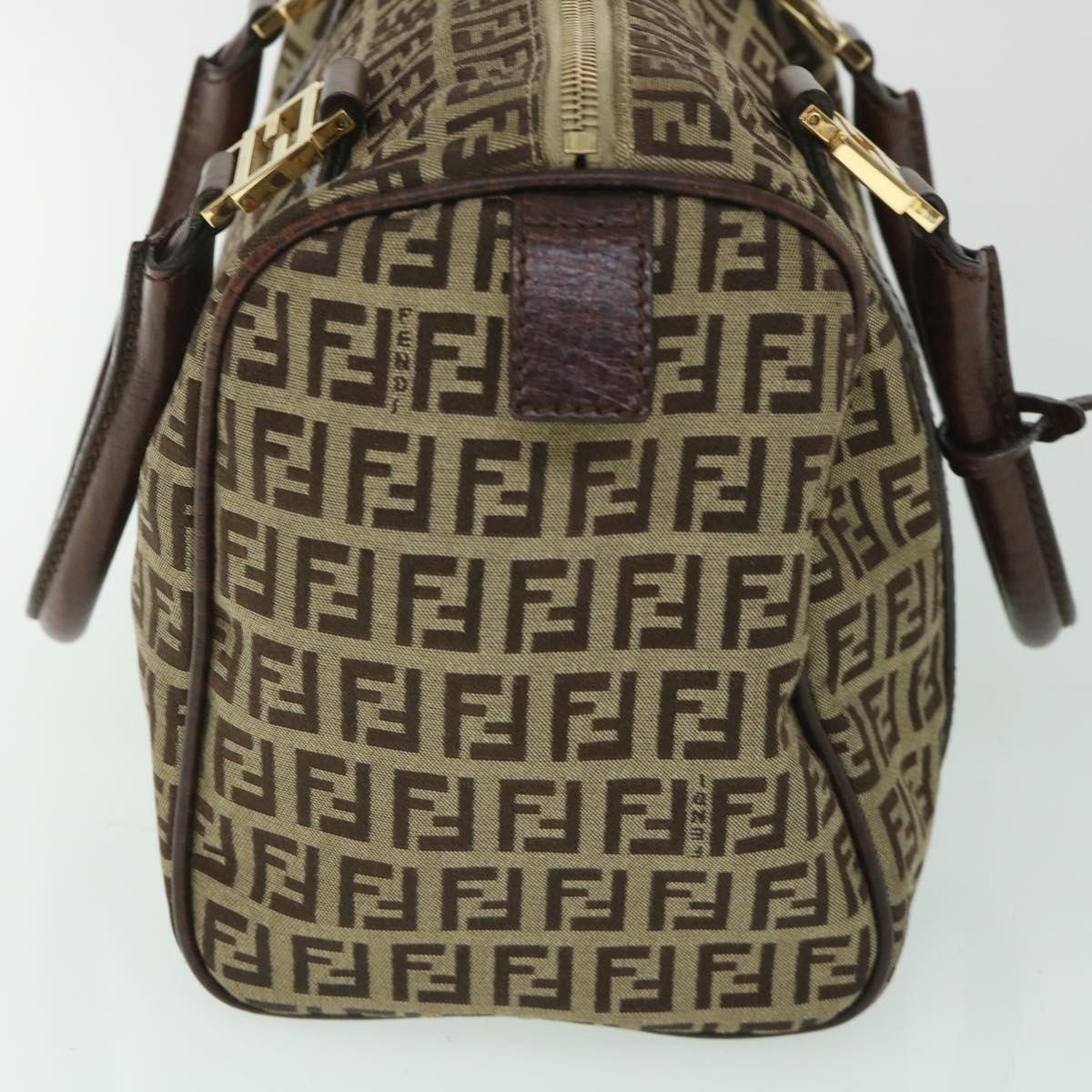 Luxury FendiZucchino Canvas Boston Bag Leather Beigeyk8979