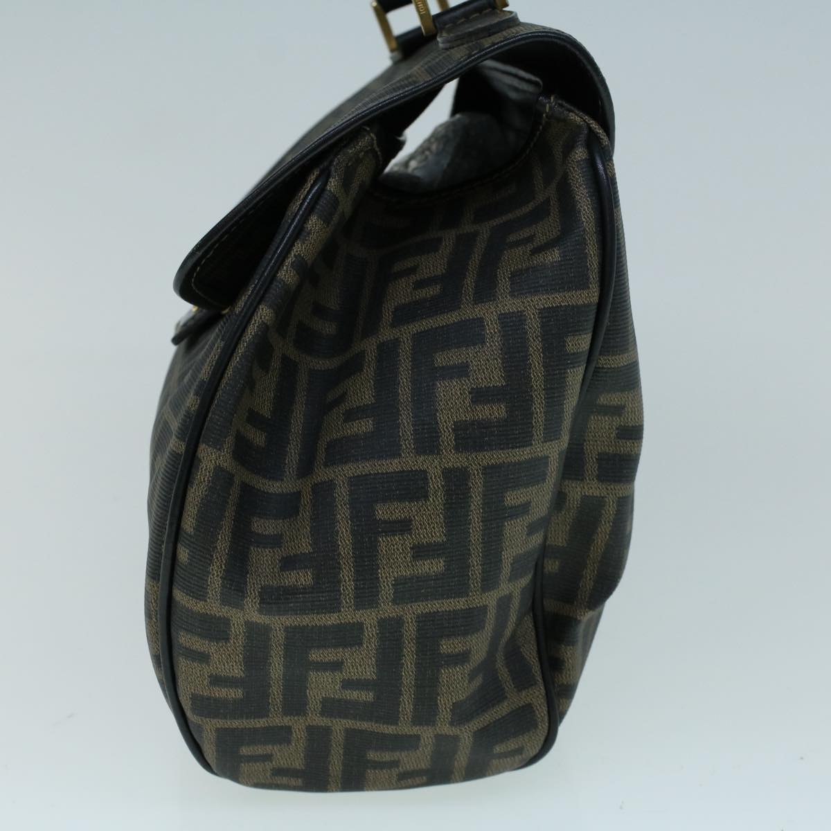 Luxury FendiZucca Canvas Shoulder Bag Coated Canvas Brown Blackyk9059