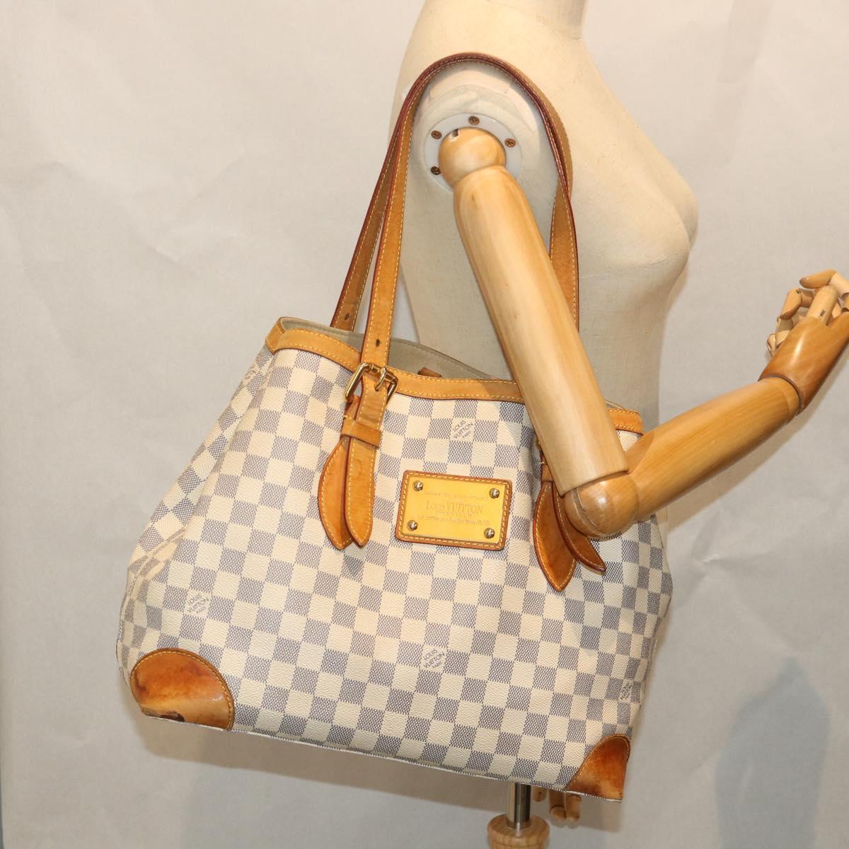 LOUIS VUITTON Damier Azur Hampstead MM Tote Bag N51206 LV yk9130