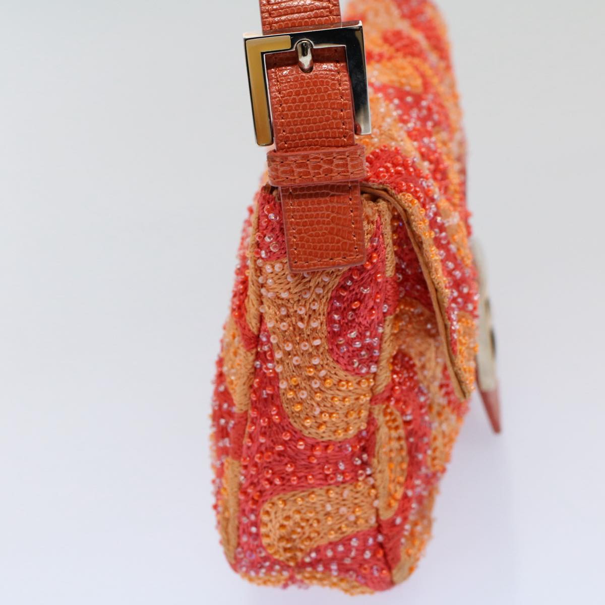 Luxury FendiMamma Baguette Shoulder Bag Beads Orange 2454 26424 018yk9167