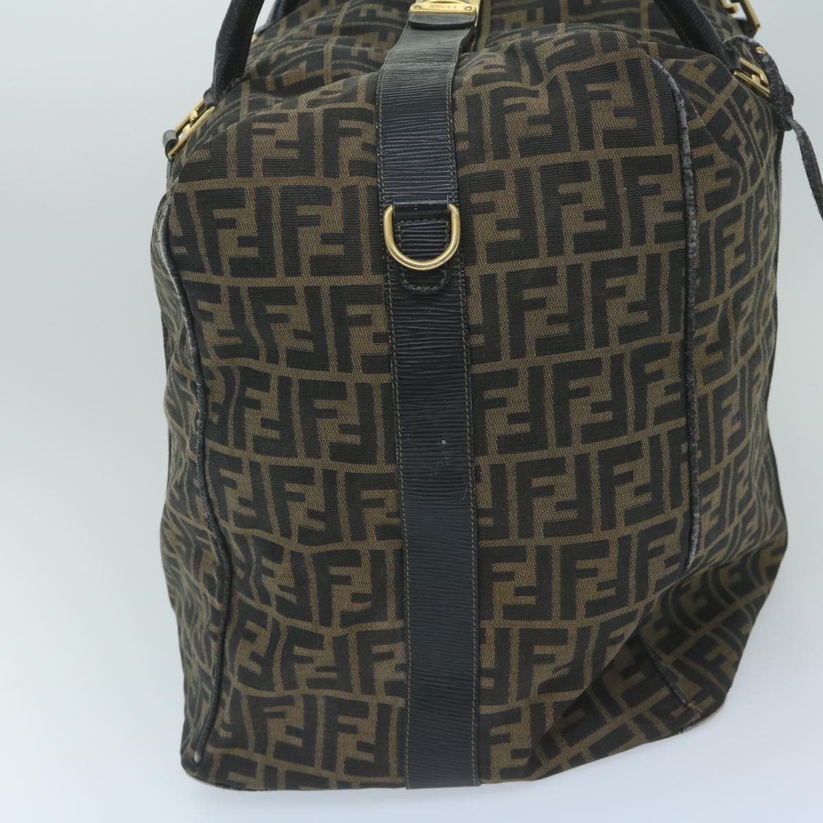 Luxury FendiZucca Canvas Boston Bag Brown Blackyk9376