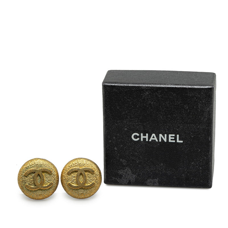 Chanel Vintage Coco Mark Round Earrings Gold