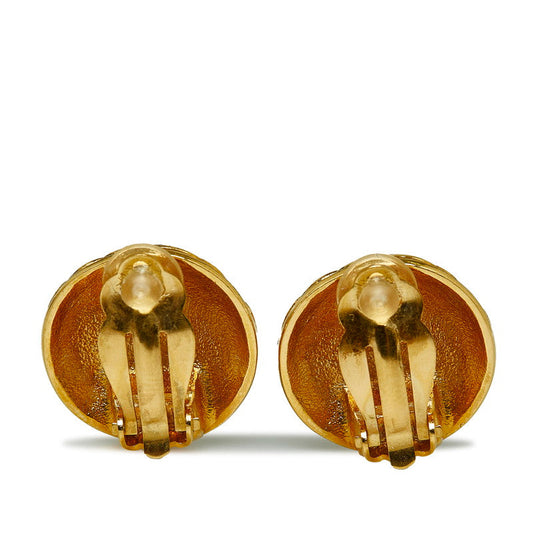Chanel Vintage Coco Mark Earrings Gold Plated