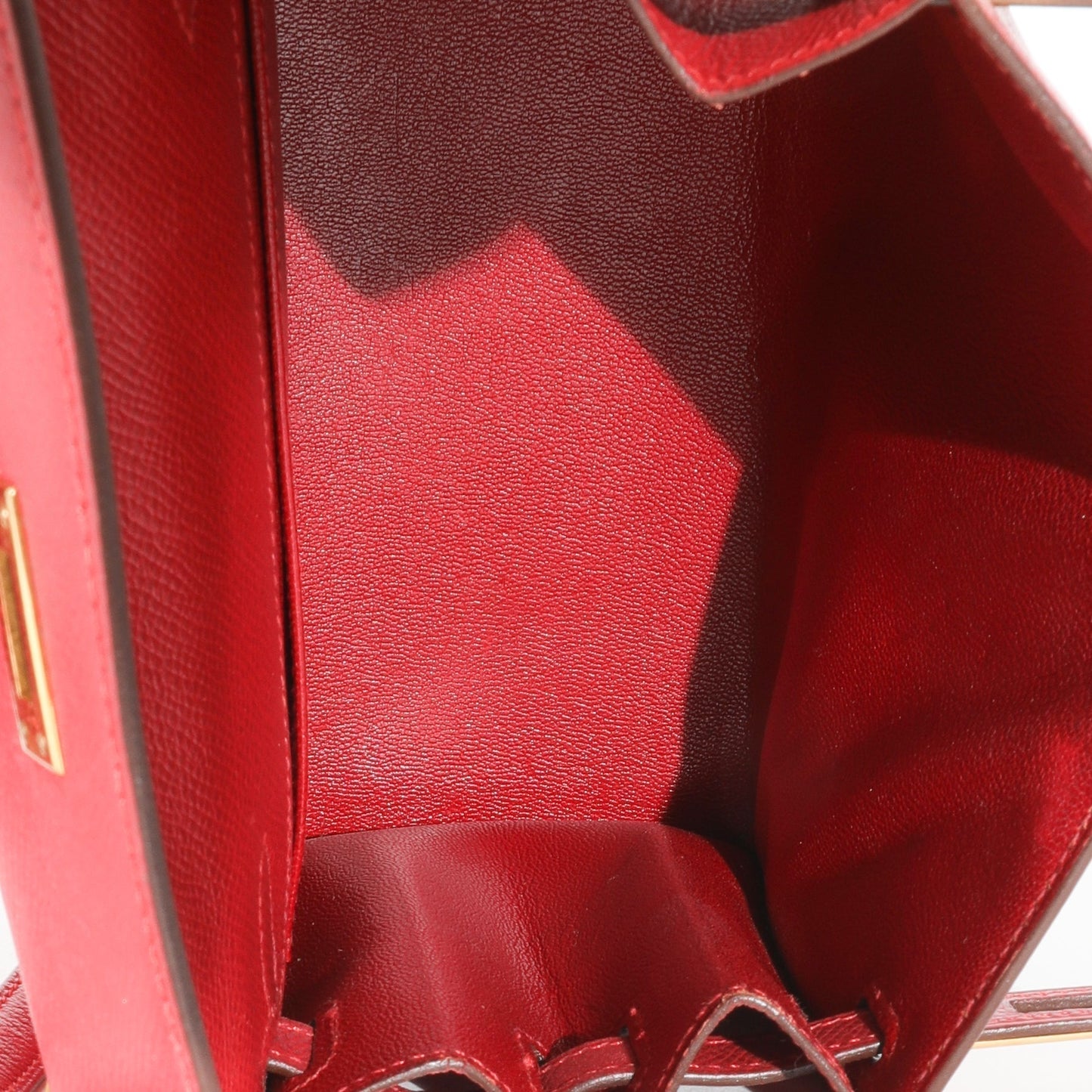Luxury Hermes Vintage Rouge Vif Courchevel Mini Sellier Shoulder Kelly 20 GHW