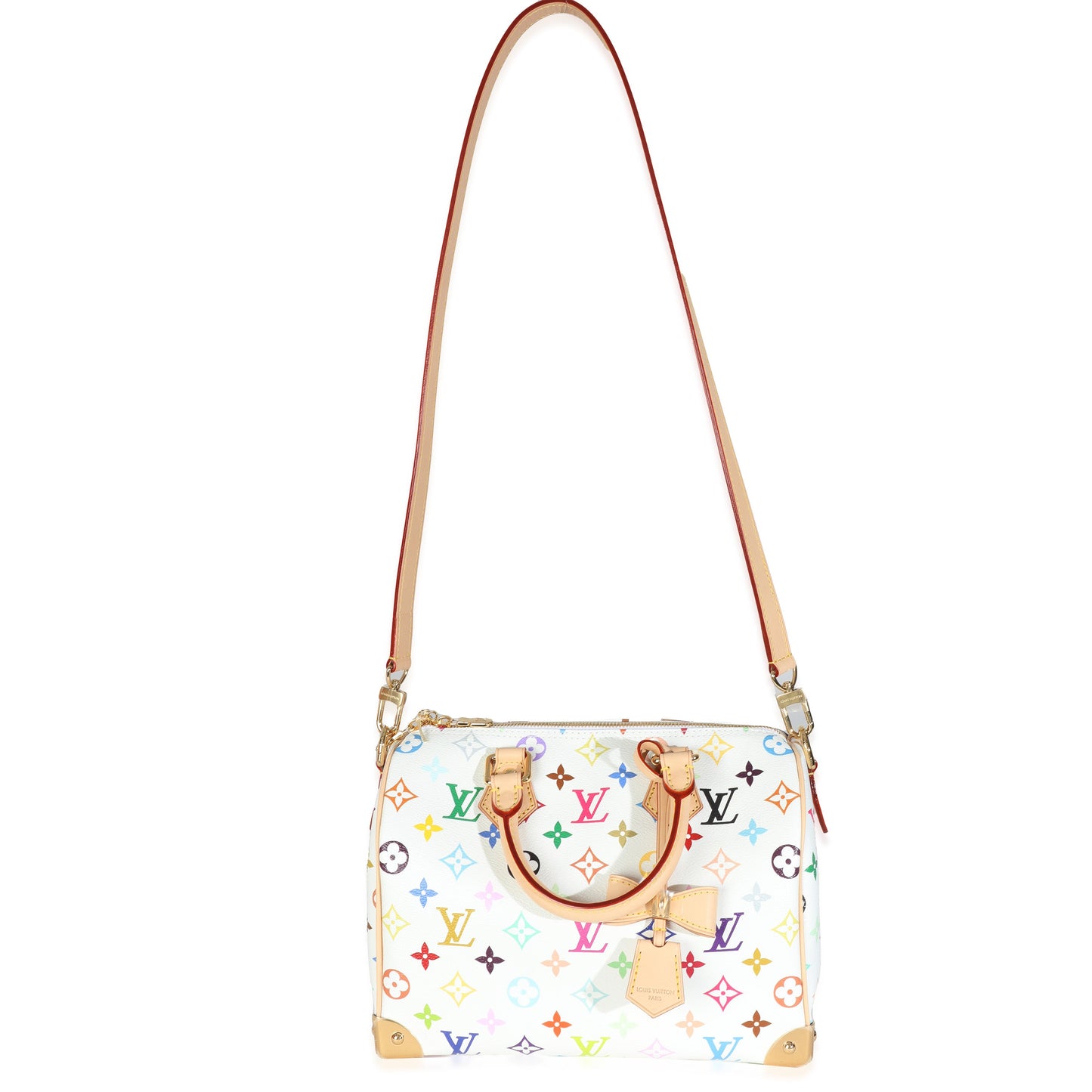 Louis Vuitton x TM Monogram White Multicolor Canvas Speedy Bandouliere 25