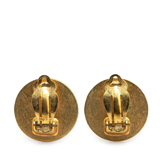 Chanel Vintage Coco Mark Shell Round Earrings