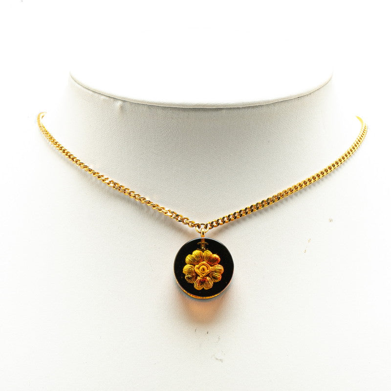 Chanel Camellia Round Necklace Gold Plated