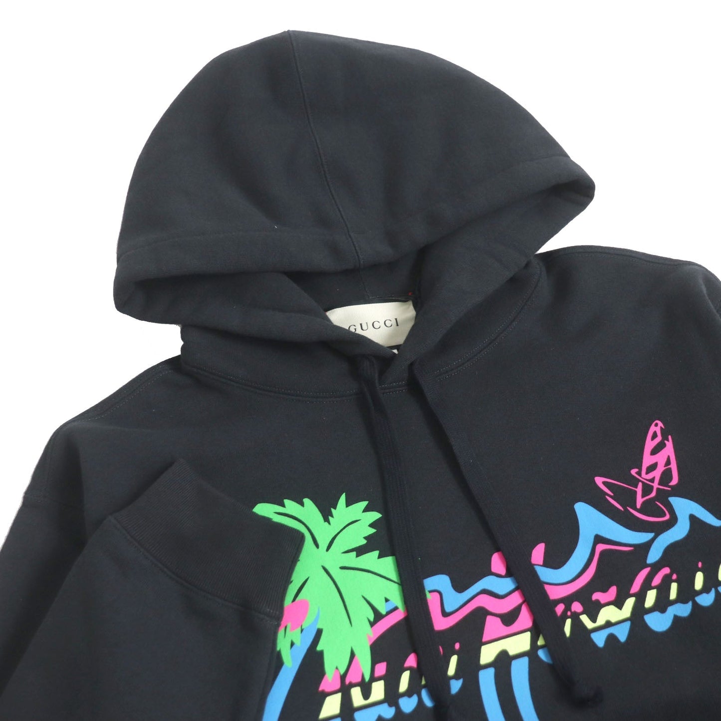 Luxury Gucci Trending 2025 Hawaiian Logo Print Hoodie Black S