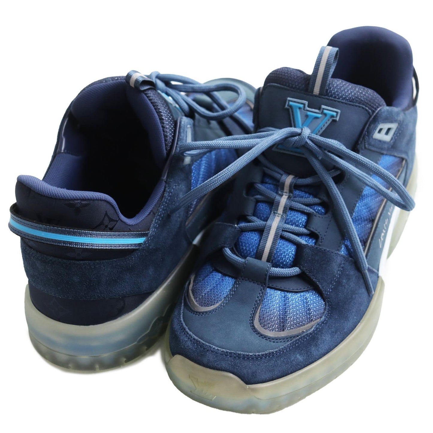 LOUIS VUITTON Low cut sneakers Part: Suede, Part: Nubuck blue Abbey line mens 7
